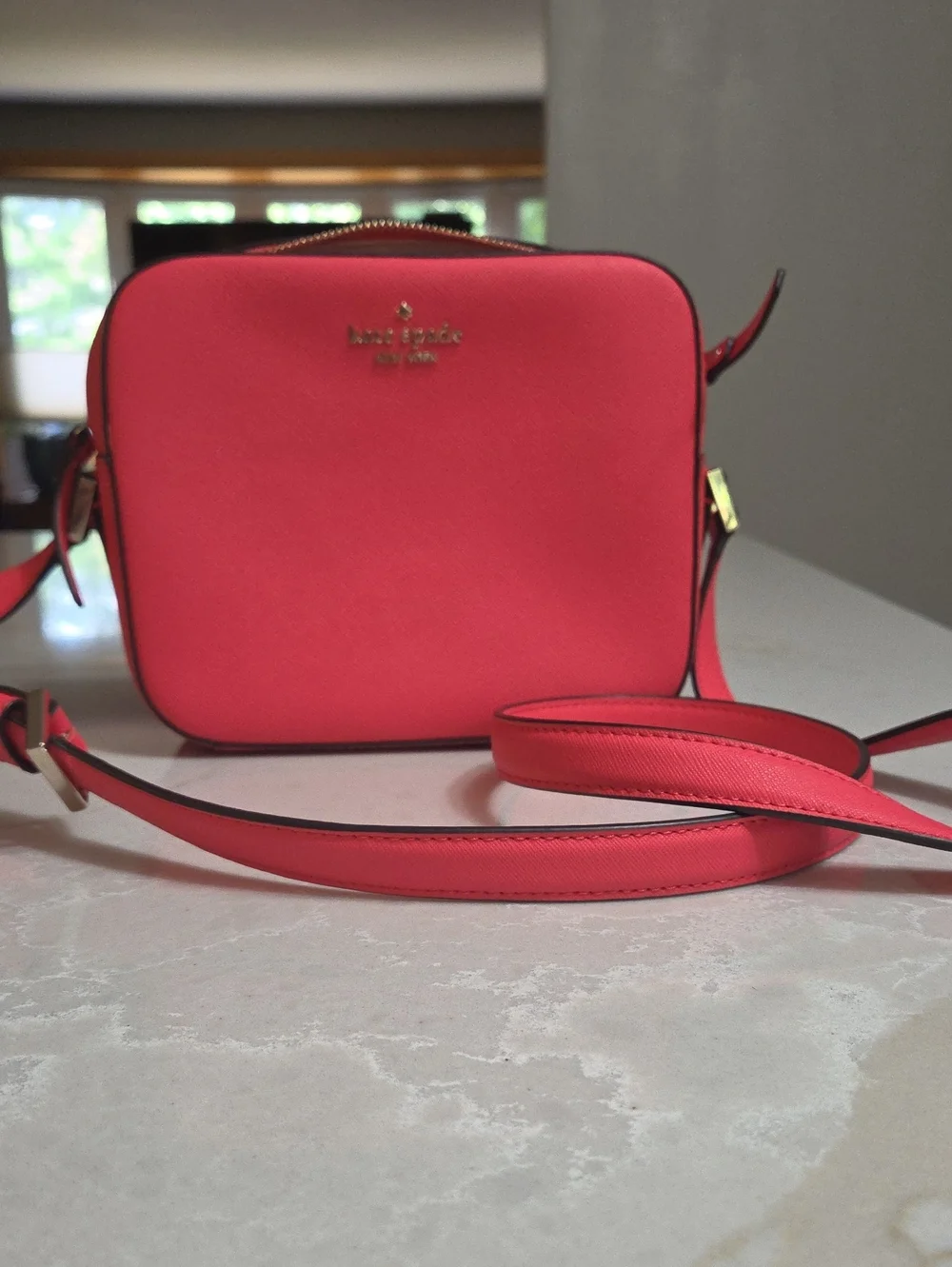 kate Spade Small Coral-Pink Crossbody with Gold Hardware